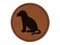 Dog Puppy Tongue Out Sitting Round Iron-On Engraved Faux Leather Patch Applique - 2.5"